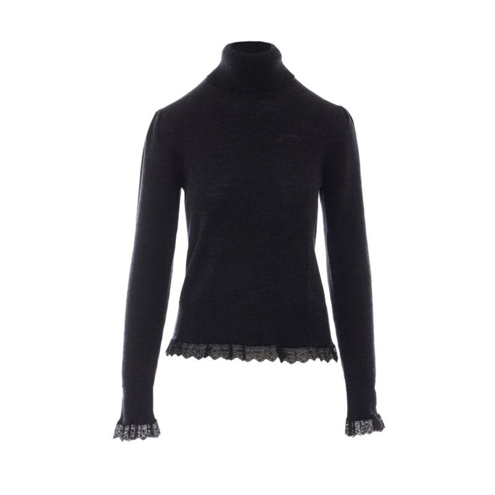 Ganni Women Turtleneck In Lace Merinos